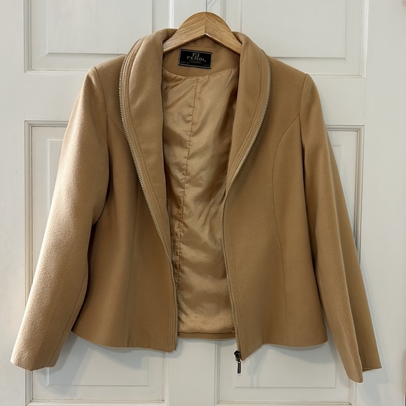FENDI Vintage Cashmere Camel Jacket size large - Picture 2 of 12